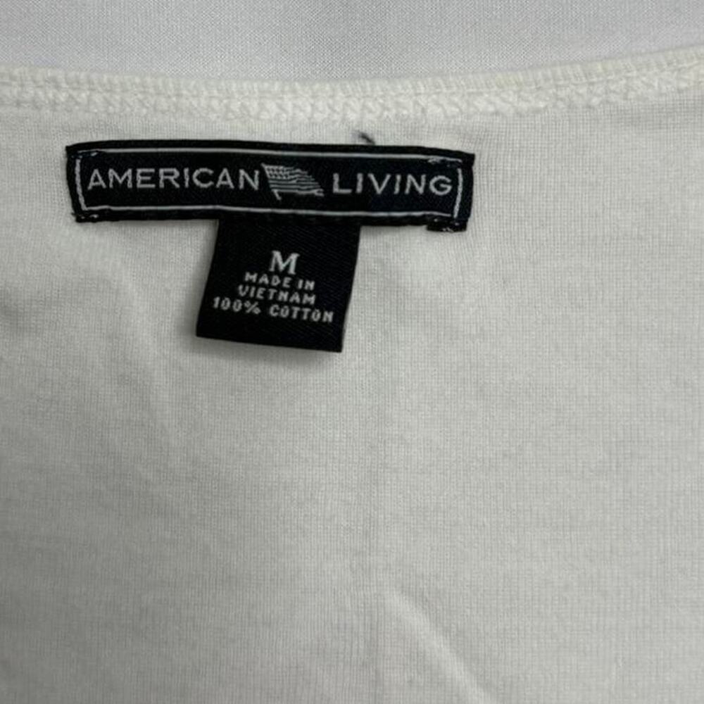 American Living White Baby Doll Henley Short Sleeve Women size large 100% cotton - Picture 4 of 6